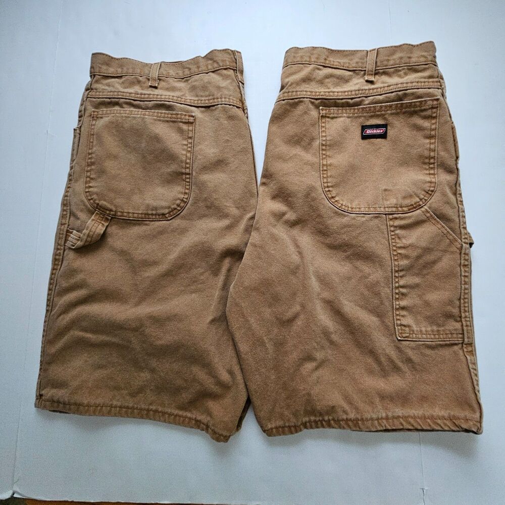 Dickies Carpenter Utility Shorts Mens 42 Brown Relaxed Fit Denim 11" Lot of 2